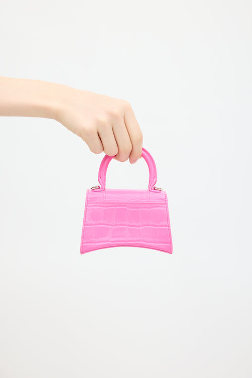 Balenciaga Pink Leather Hourglass Embossed Mini Bag