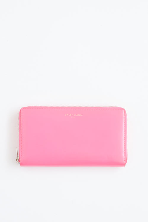 Balenciaga Leather Zip Around Wallet