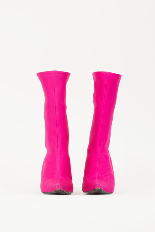 Balenciaga Pink Satin Knife Sock Boot