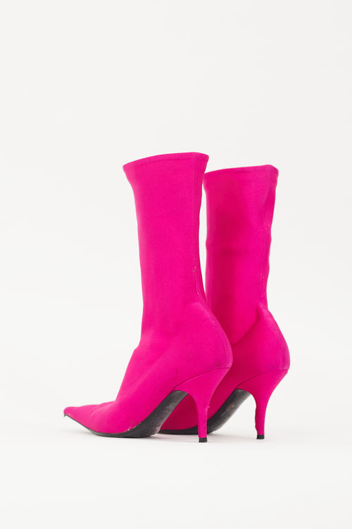 Balenciaga Pink Satin Knife Sock Boot
