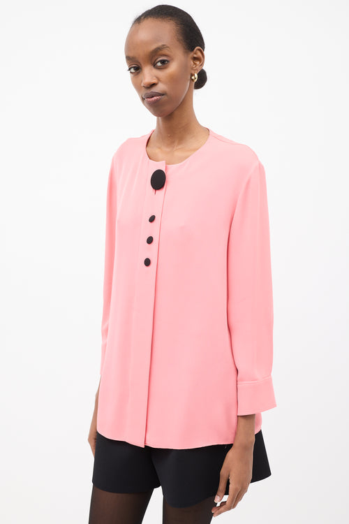 Balenciaga Pink Silk Button Front Blouse