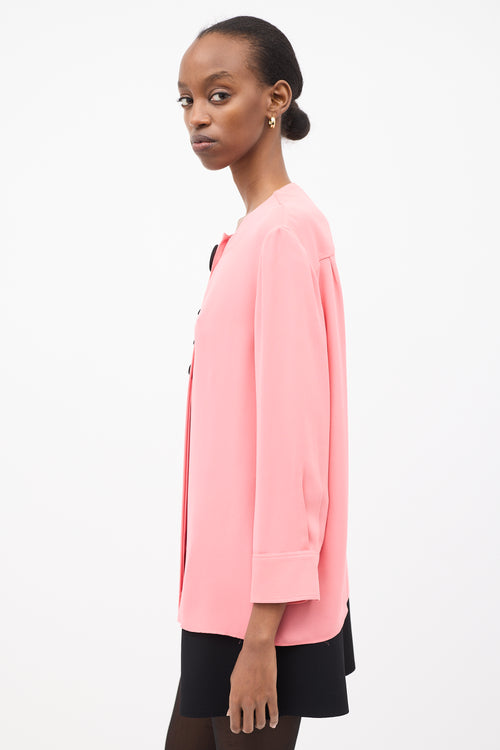 Balenciaga Pink Silk Button Front Blouse