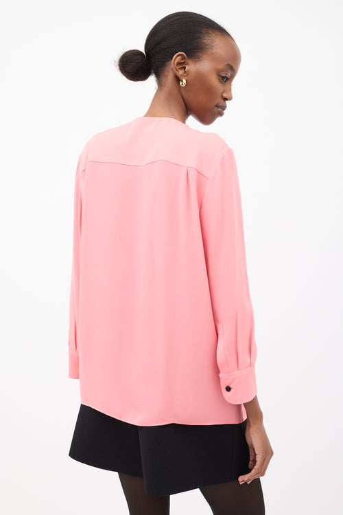 Balenciaga Pink Silk Button Front Blouse