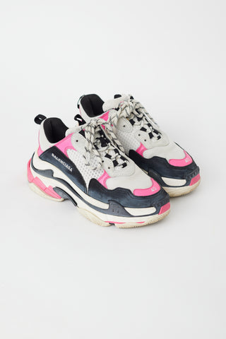 Balenciaga White & Pink Triple S Sneaker