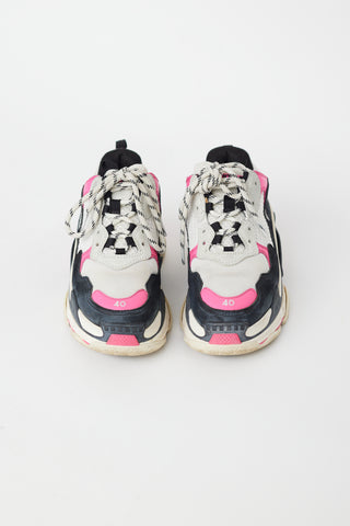 Balenciaga White & Pink Triple S Sneaker