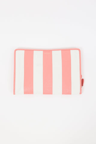 Balenciaga Pink & White Leather Bazar Zip Pouch