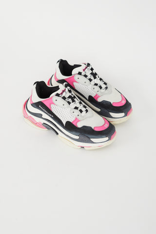 Balenciaga Pink, White & Black Triple S Sneaker