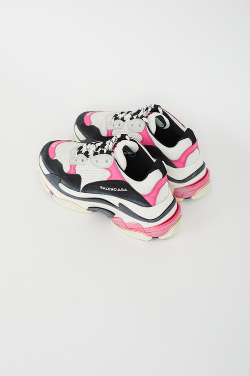 Balenciaga Pink, White & Black Triple S Sneaker