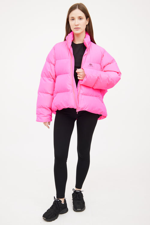 Balenciaga Pink C Shape Puffer Coat