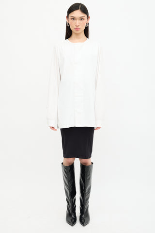 Balenciaga Poplin Foldover Neck Shirt
