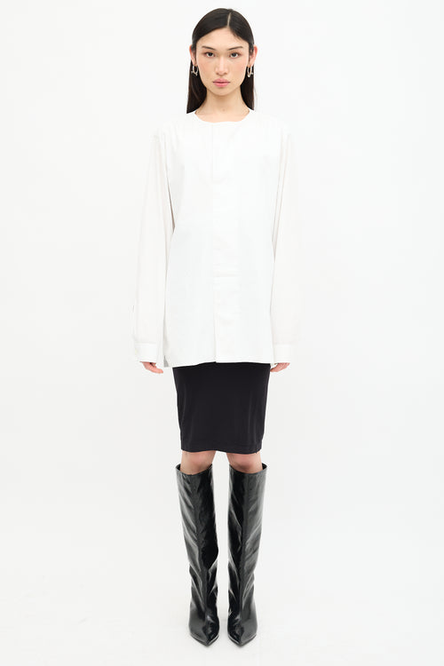 Balenciaga Poplin Foldover Neck Shirt