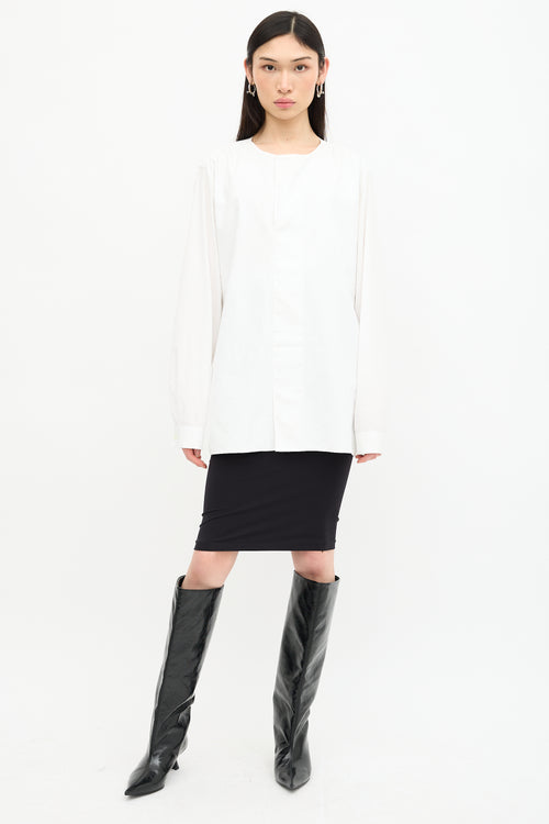 Balenciaga Poplin Foldover Neck Shirt
