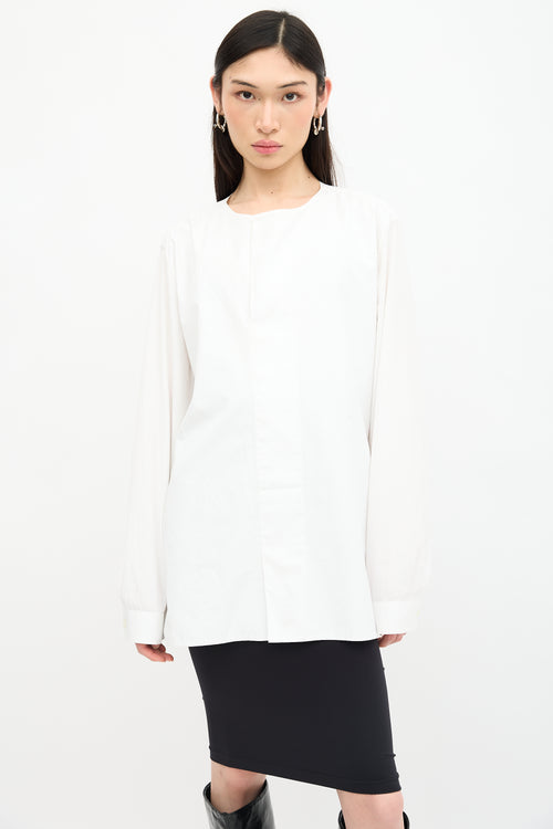 Balenciaga Poplin Foldover Neck Shirt