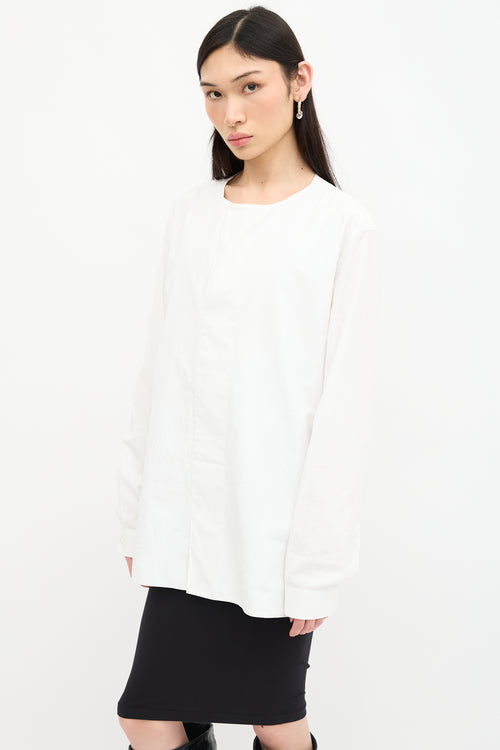 Balenciaga Poplin Foldover Neck Shirt