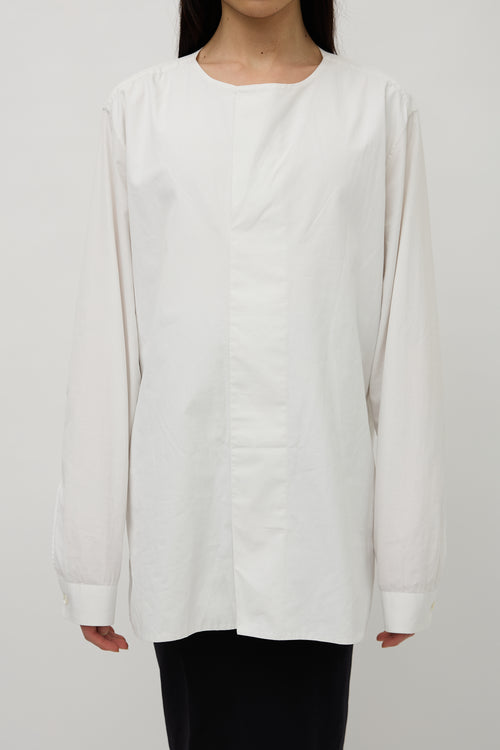 Balenciaga Poplin Foldover Neck Shirt