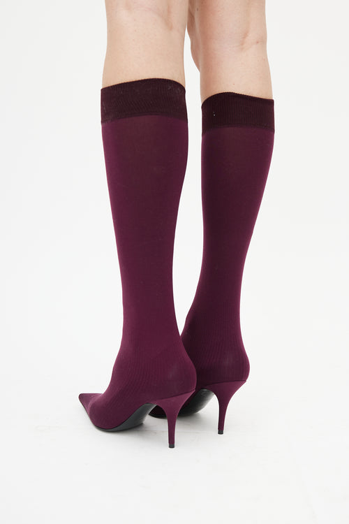 Balenciaga Purple Knife Mid-Calf Sock Boot