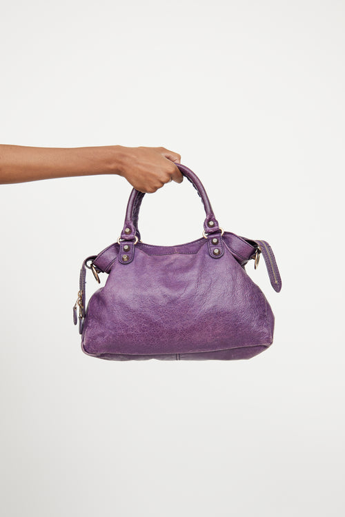 Balenciaga Purple Leather City Bag