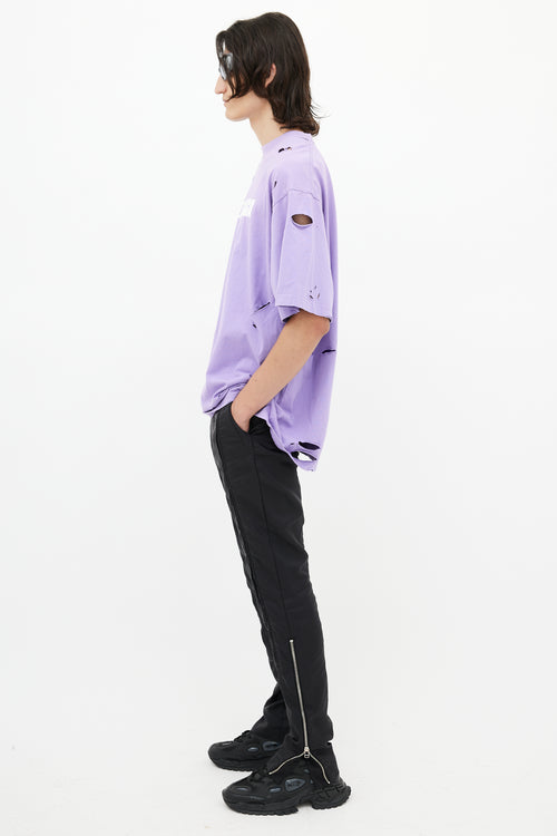 Balenciaga Purple Distressed Logo T-Shirt
