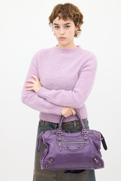 Balenciaga Purple Leather City Bag