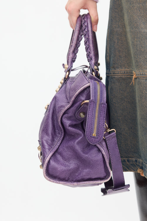 Balenciaga Purple Leather City Bag