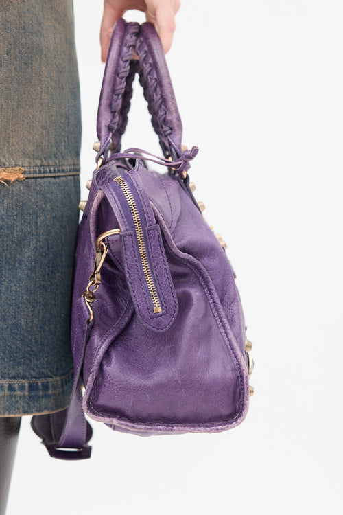 Balenciaga Purple Leather City Bag