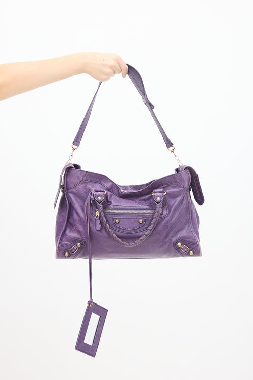 Balenciaga Purple Leather City Bag