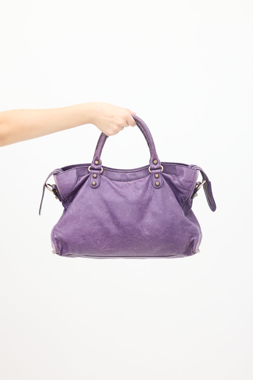 Balenciaga Purple Leather City Bag