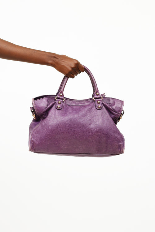 Balenciaga Purple Agneau City Bag