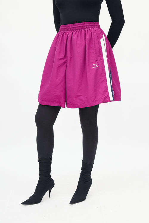 Balenciaga Purple Logo Track Shorts Skirt