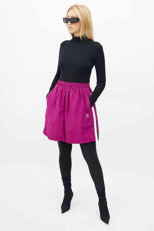 Balenciaga Purple Logo Track Shorts Skirt