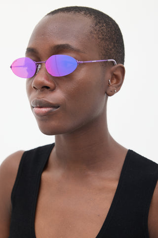 Balenciaga Purple BB0055S Oval Sunglasses