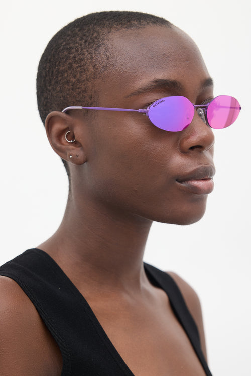 Balenciaga Purple BB0055S Oval Sunglasses