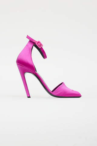 Balenciaga Purple Satin Square Toe Heel Sandal