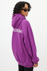 Balenciaga Purple Pullover Drawstring Hoodie