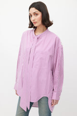 Balenciaga Purple & White Striped Logo Back Shirt