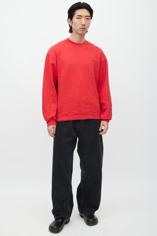 Balenciaga Red & Black Logo Crewneck