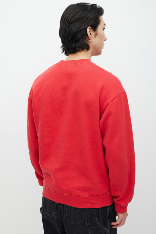 Balenciaga Red & Black Logo Crewneck