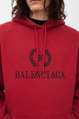 Balenciaga Red & Black Oversized Logo Hoodie