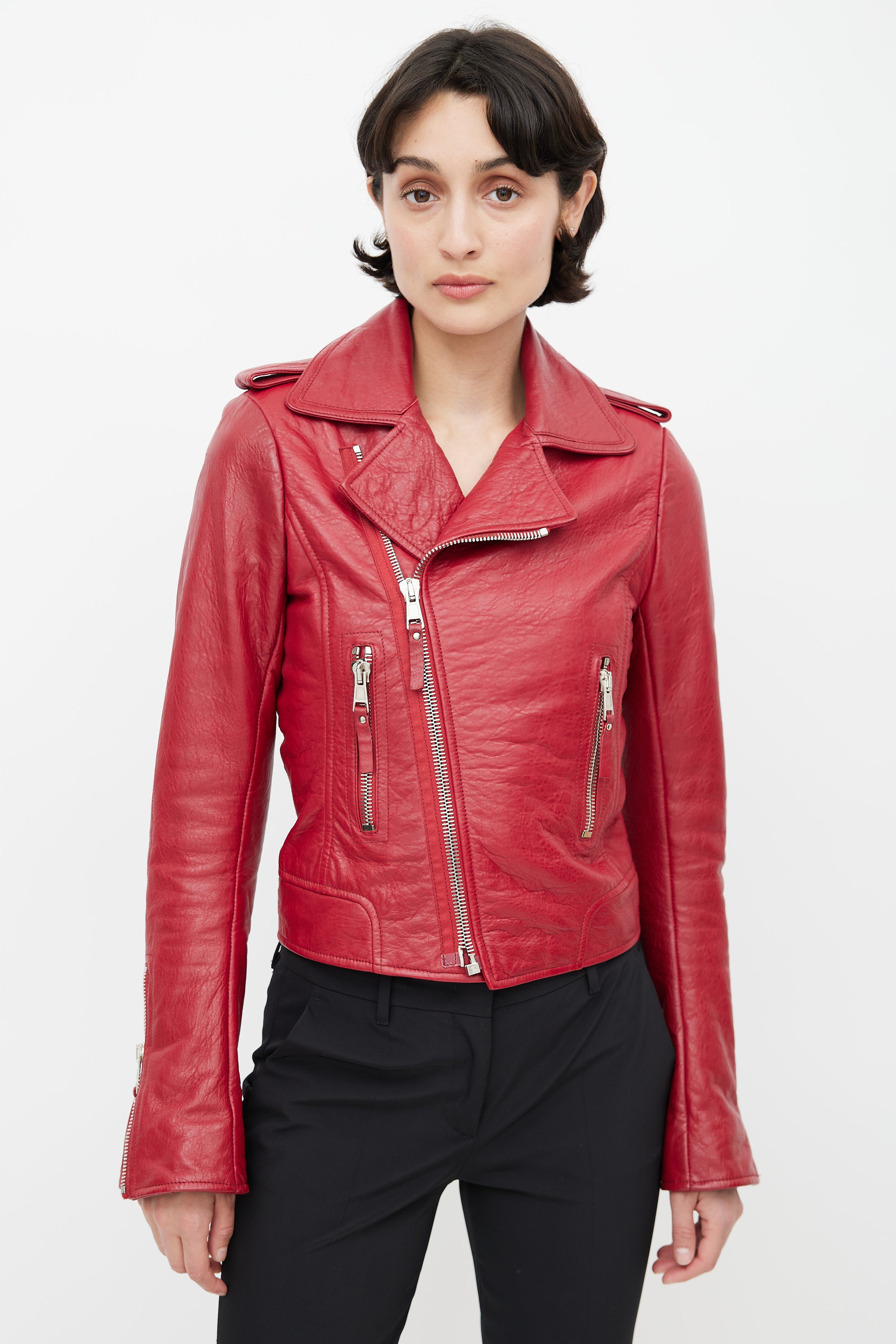 Bør grad dramatisk Balenciaga // Red Leather Biker Jacket – VSP Consignment