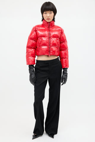 Balenciaga Red Nylon Cropped Puffer Jacket