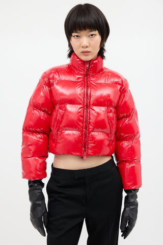 Balenciaga Red Nylon Cropped Puffer Jacket