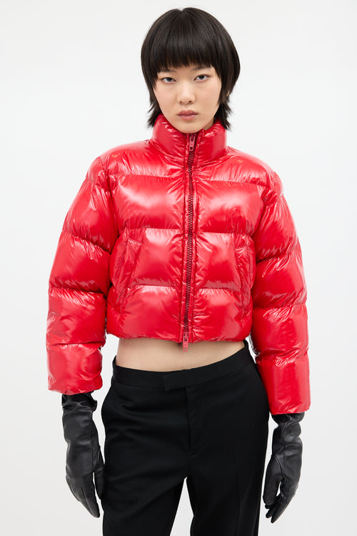 Balenciaga Red Nylon Cropped Puffer Jacket