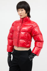 Balenciaga Red Nylon Cropped Puffer Jacket