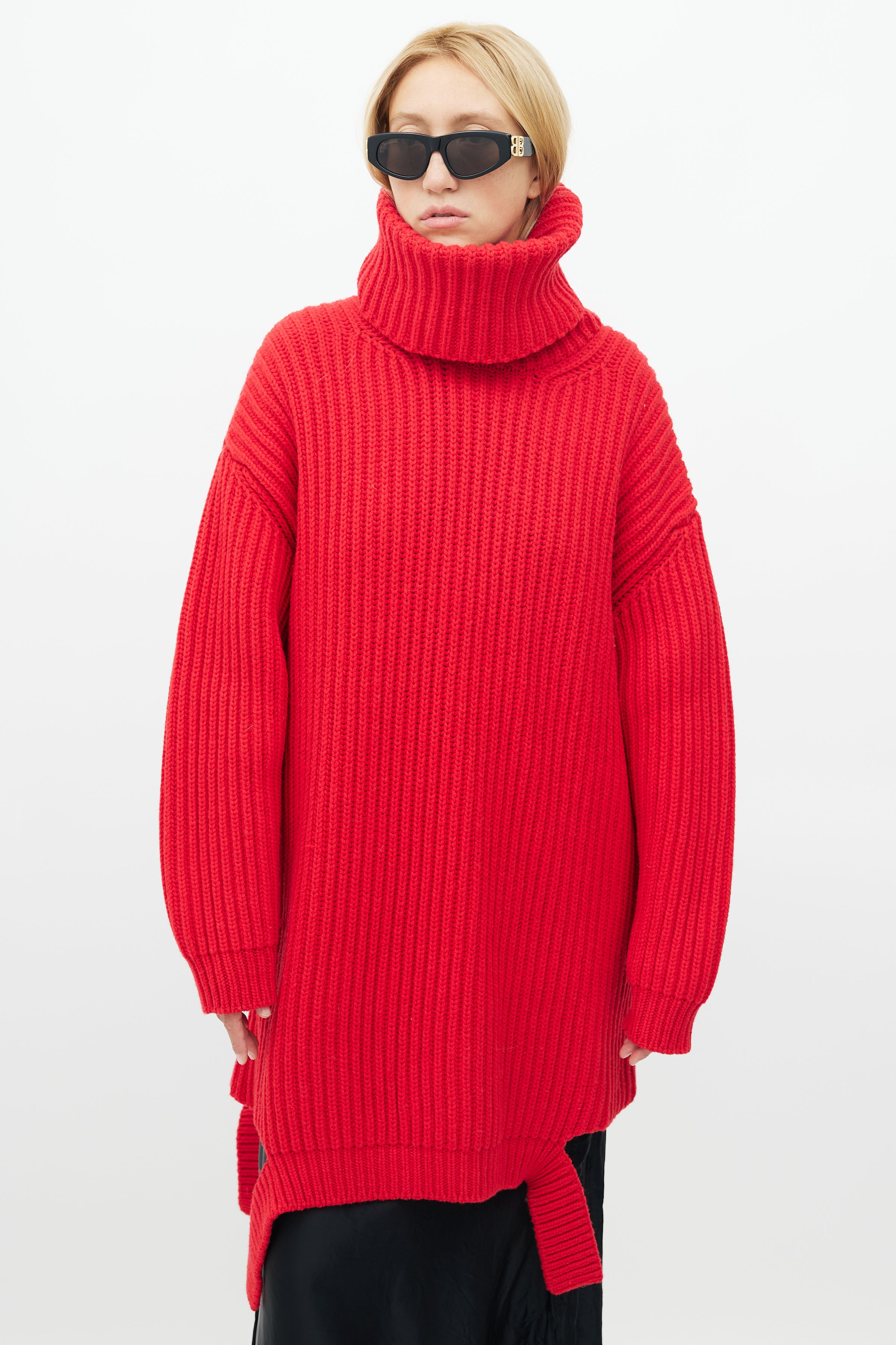 Balenciaga // Red Ribbed Knit Sweater Dress – VSP Consignment