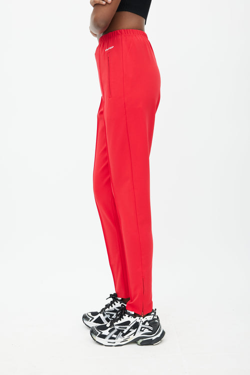 Balenciaga Red Slim Logo Track Pant