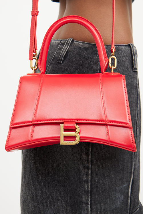 Red Leather Hourglass Small Bag