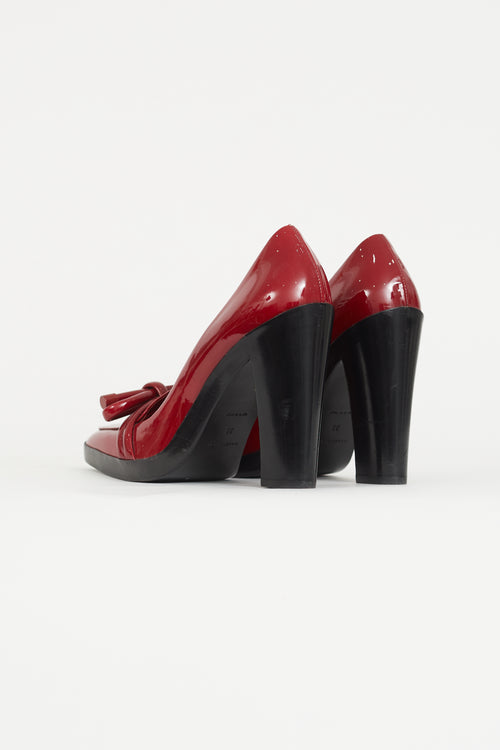 Balenciaga Red Patent Leather Knot Pump