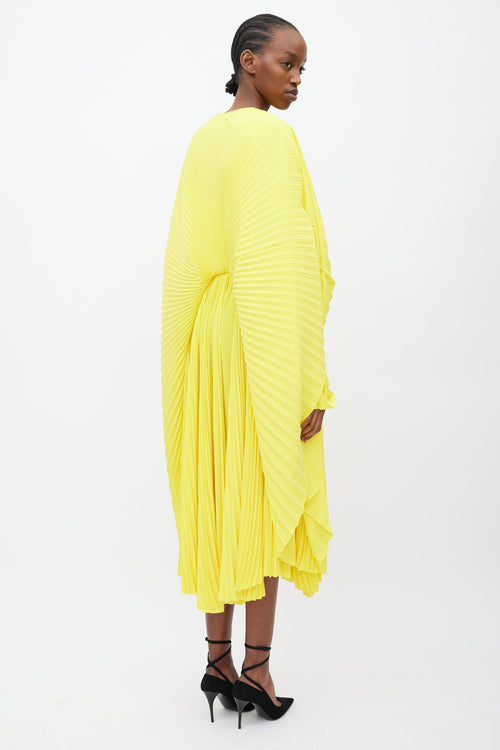 Balenciaga Resort 2022 Yellow Pleated Asymmetrical Dress