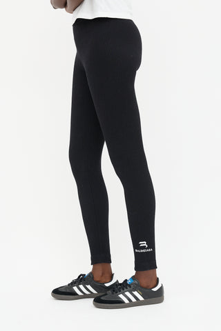 Balenciaga Rib Knit Logo Legging