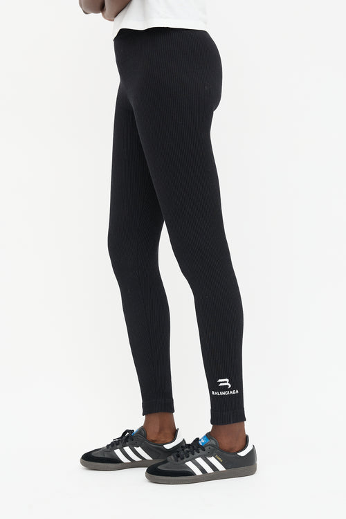 Balenciaga Rib Knit Logo Legging